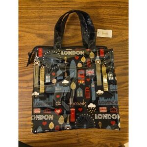 Harrods Signature Glitter London Small Shopping Bag Cosmetics PVC